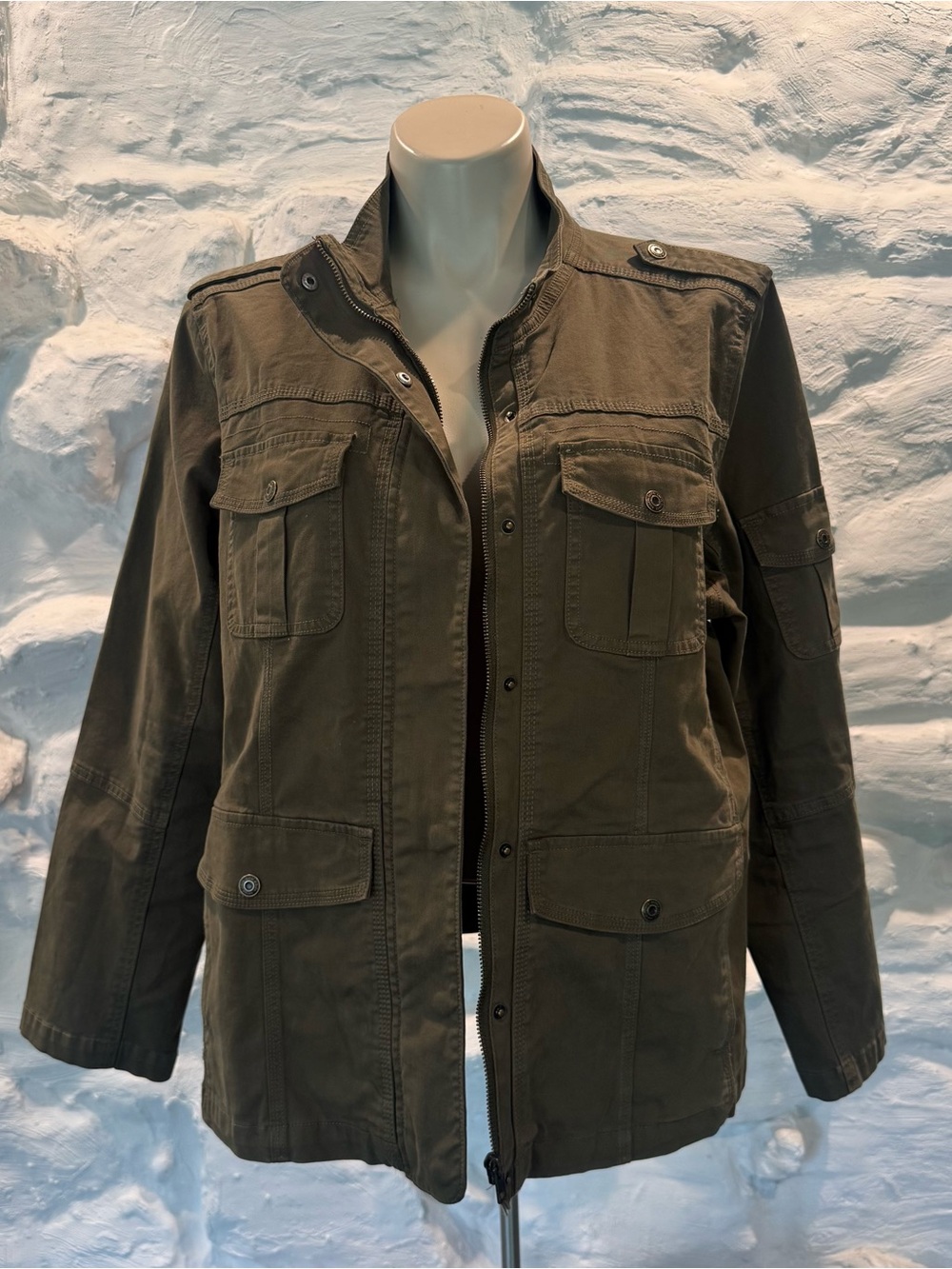 Women’s Kensie Jeans Army Green Field Utility Military Jacket Size 2XL